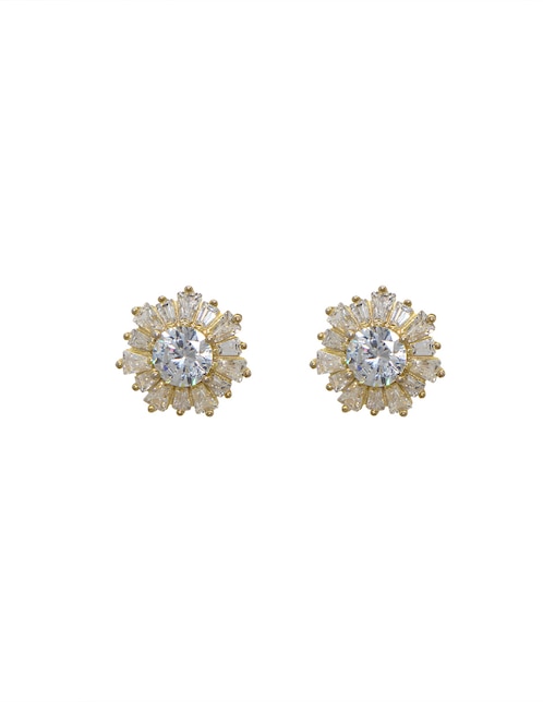 Broqueles de flor Basic de plata P 925 con acabado pavé zirconia 1
