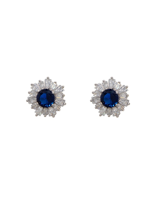 Broqueles de flor Basic de plata P 925 con acabado baño rodio zirconia 1