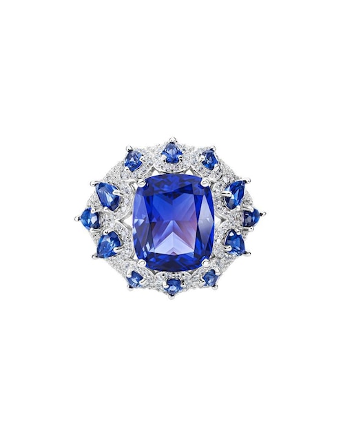 Anillo P 925 de plata zafiro pavé 1
