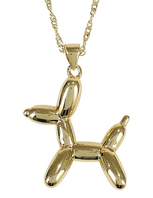 Collar con dije de perro de baño de oro 18 K