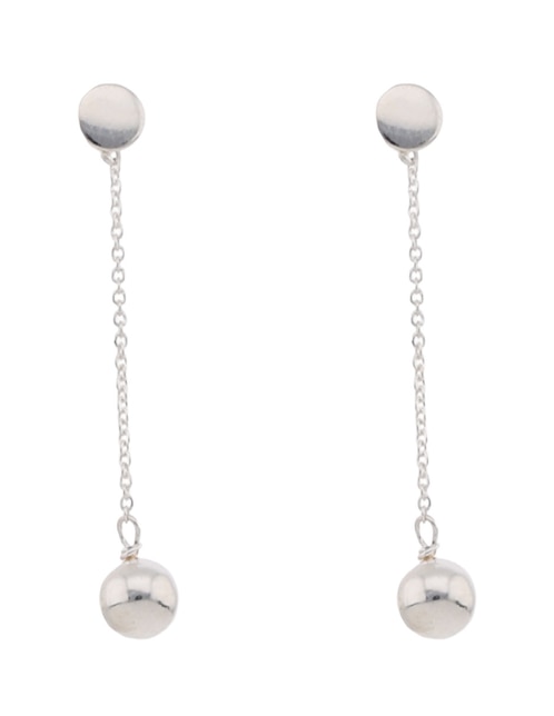 Aretes largos redondos de plata P 925 con acabado brillante 1