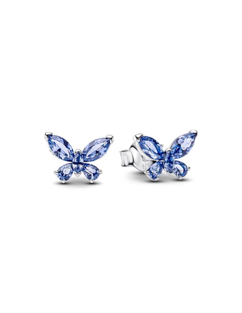 Aretes cortos de mariposa Pandora Timeless de plata P 925 con acabado brillante cristal
