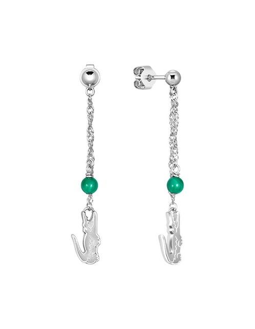 Aretes largos Deva con acabado brillante cristal 1