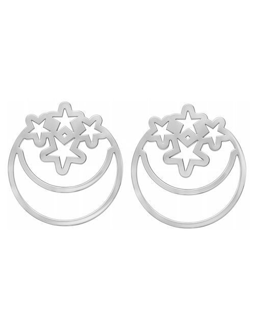 Broqueles de luna Celeste de plata p925 con acabado plateado 1