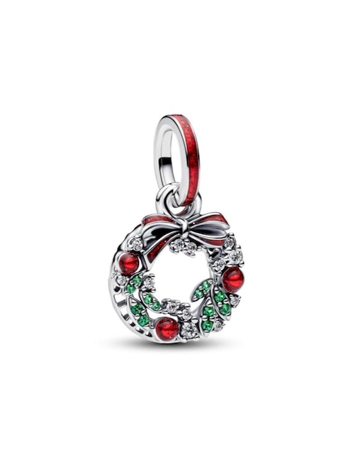 Charm de corona navideña moments navidad de plata P 925 zirconia cúbica