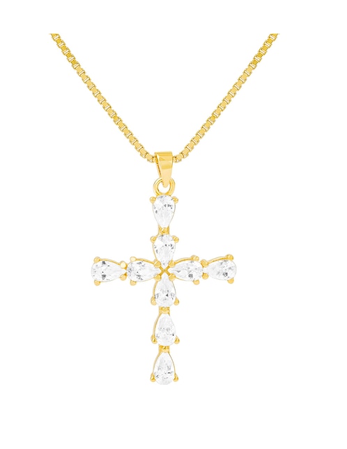 Collar con dije de cruz de baño de oro 14 K 1