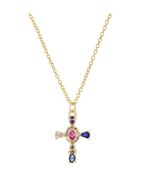 Collar con dije de cruz de baño de oro 1