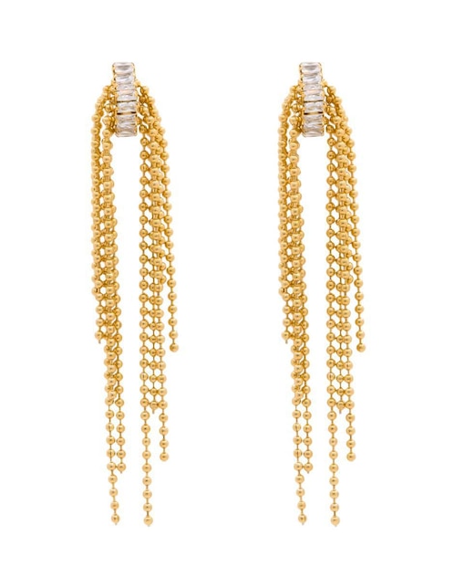 Aretes largos con acabado brillante zirconia 1