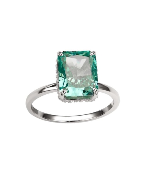 Anillo con gema rectangular Natalia Bojalil Luxury P 925 de plata zirconia pulido