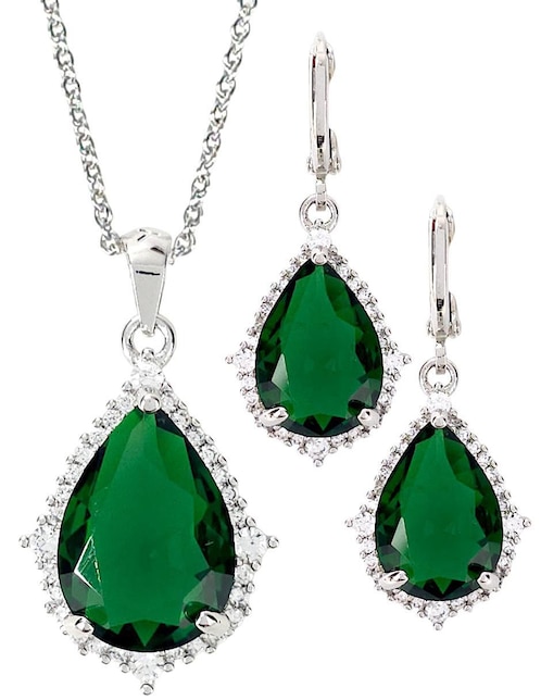 Aretes y collar de gota zirconia 1