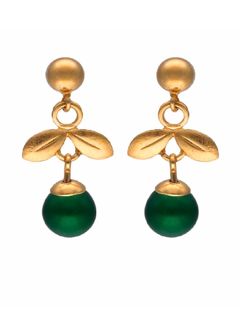 Aretes largos de hoja Bloom de plata p 925 perla 1