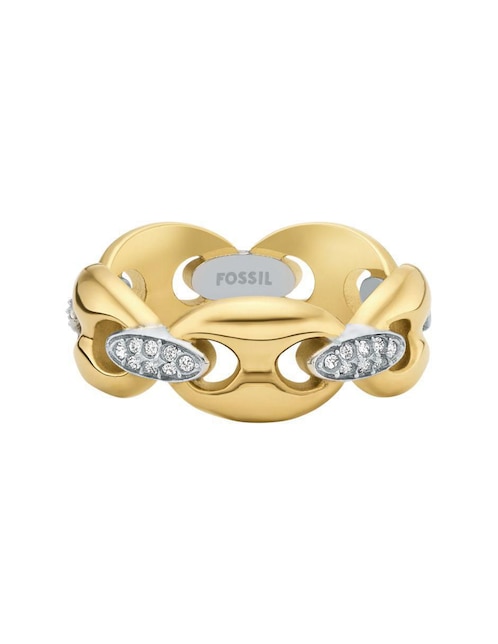 Anillo con gema circular Fossil Heritage cristal pulido