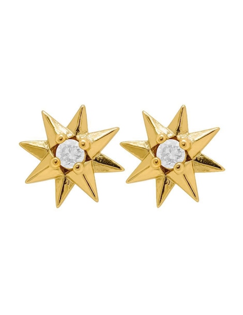 Aretes cortos de estrella Oro Angelus con acabado pulido zirconia