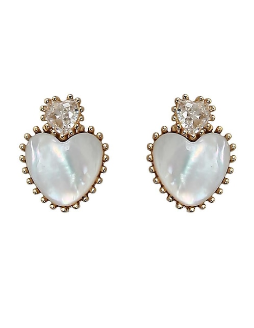 Aretes cortos de corazón Sofia Blum de plata p 925 con acabado chapa de oro circonita