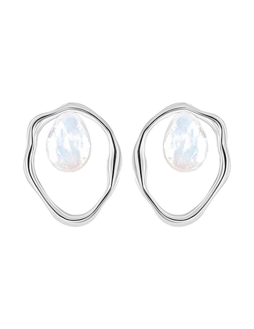 Aretes largos Gladkova Joyería de plata P 925 con acabado liso perla