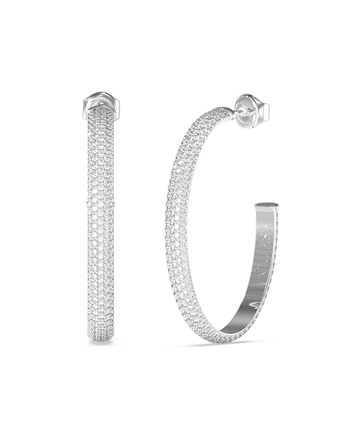 Aretes de aro Essenza con acabado pavé circonita 1