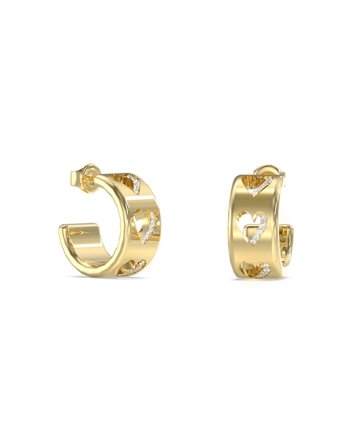 Aretes cortos de corazón By Your Side con acabado pavé circonita 1