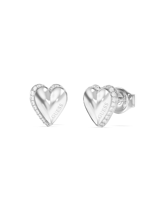 Aretes cortos de corazón By Your Side con acabado pavé circonita 1