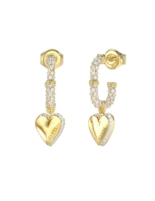 Aretes cortos de corazón By Your Side con acabado pavé circonita 1