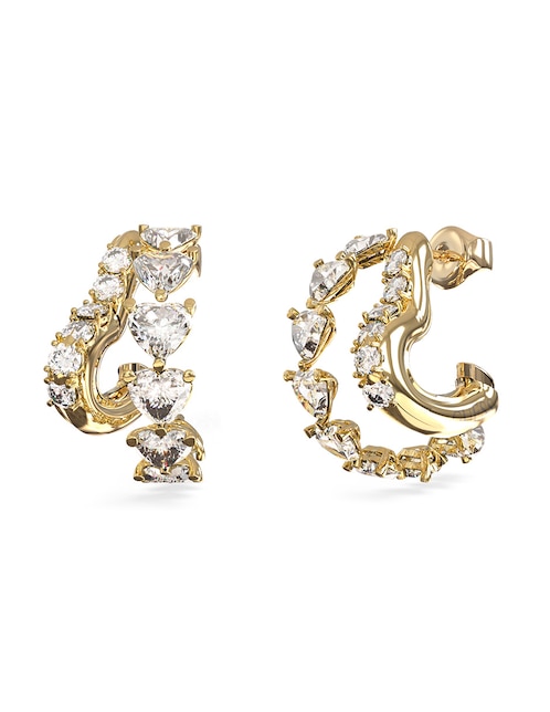Aretes cortos de corazón Beloved con acabado brillante circonita 1