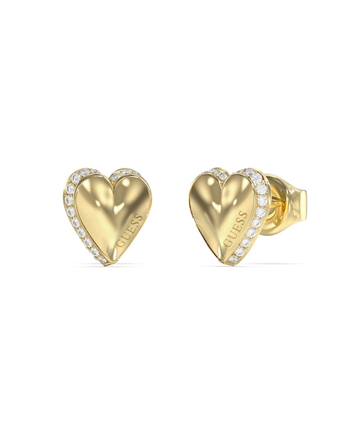 Aretes cortos de corazón By your side con acabado pavé circonita 1