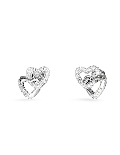 Aretes cortos de corazón Beloved con acabado pavé circonita 1