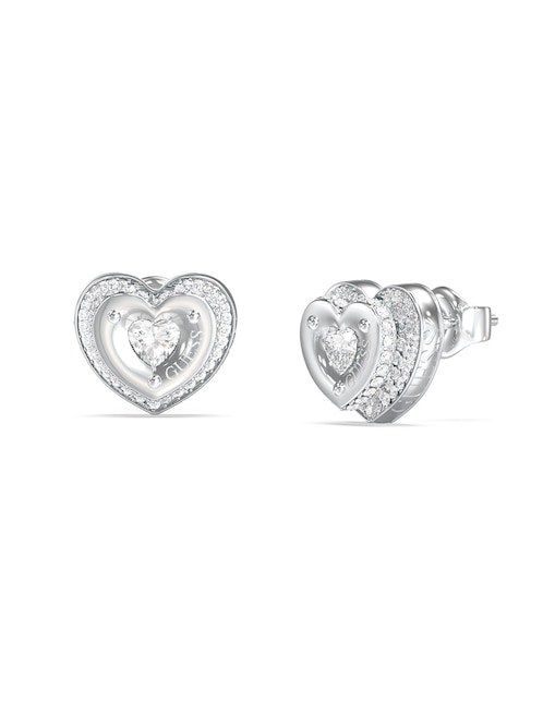 Aretes cortos de corazón Till morning con acabado pavé circonita 1