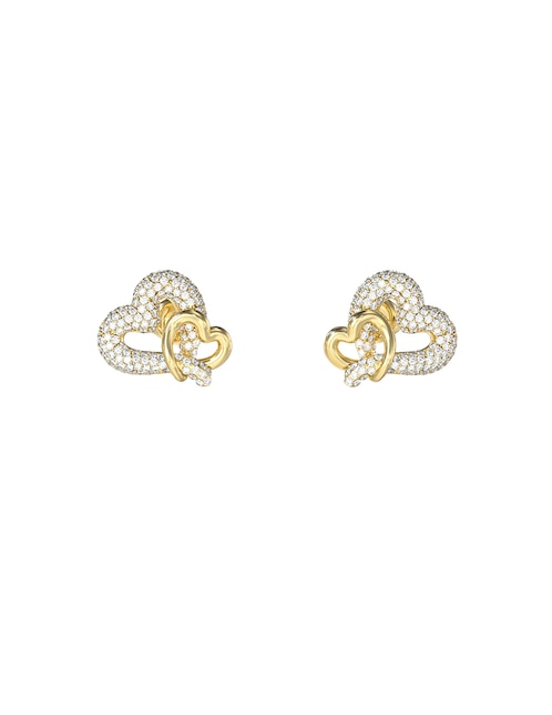 Aretes cortos de corazón con acabado pavé circonita 1
