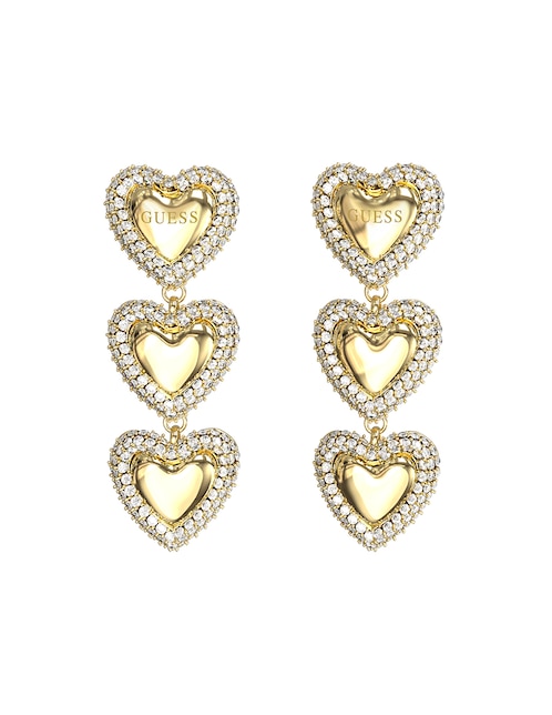 Aretes largos de corazón Beloved con acabado pavé circonita 1