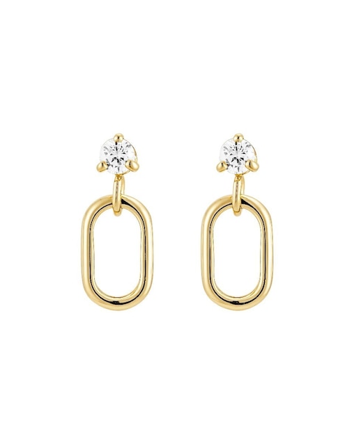 Aretes de aro rectangulares Classic Revisite de plata P 925 con acabado baño de oro cristal 1