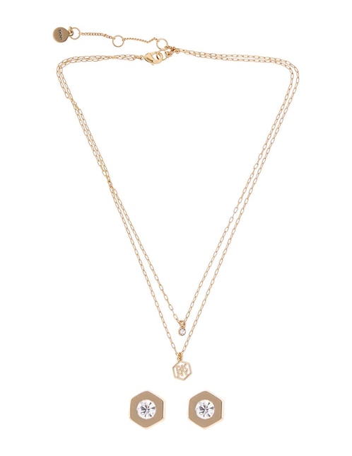 Set aretes y collar de hexagonal 1