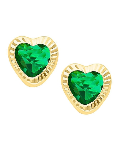 Broqueles de corazón Horoz de oro 10 K con acabado diamantado zirconia