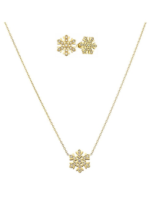 Set de collar y aretes Enso Golden Bloom zirconia