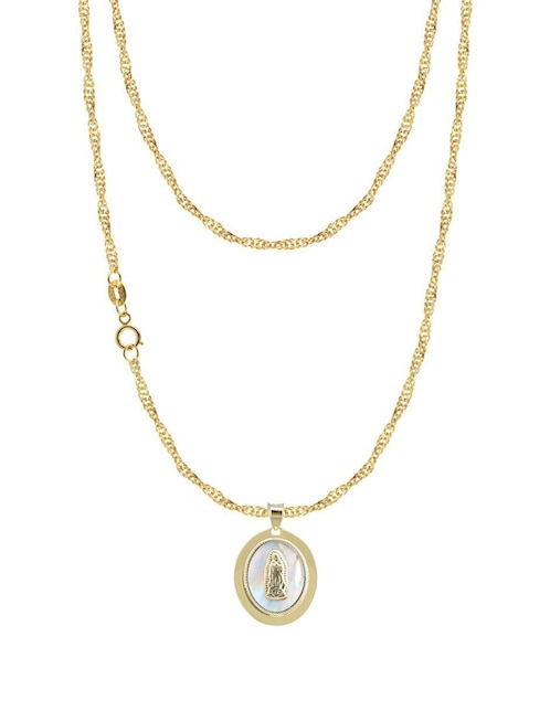 Collar con dije Virgen de Guadalupe ovalado Abba Joyas de oro 10 K