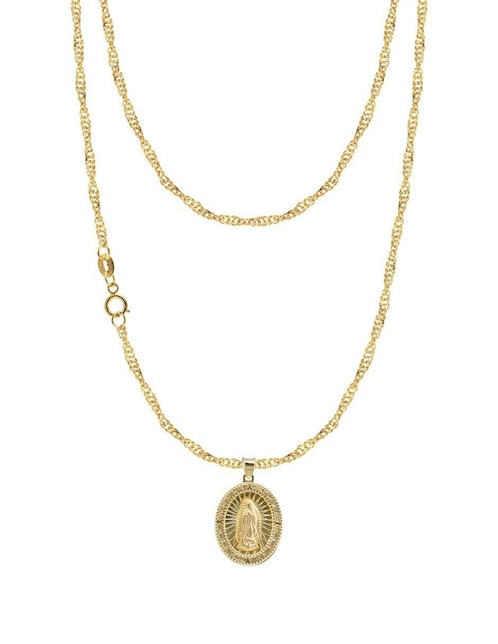 Collar con dije Virgen de Guadalupe ovalado Abba Joyas de oro 10 K
