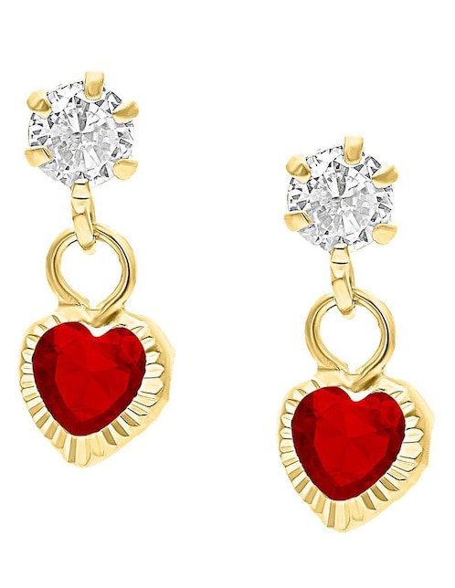 Broqueles de corazón Horoz de oro 10 K con acabado diamantado zirconia