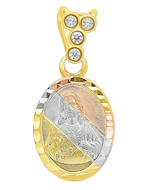 Medalla ovalada Horoz jesucristo de oro 10 K zirconia