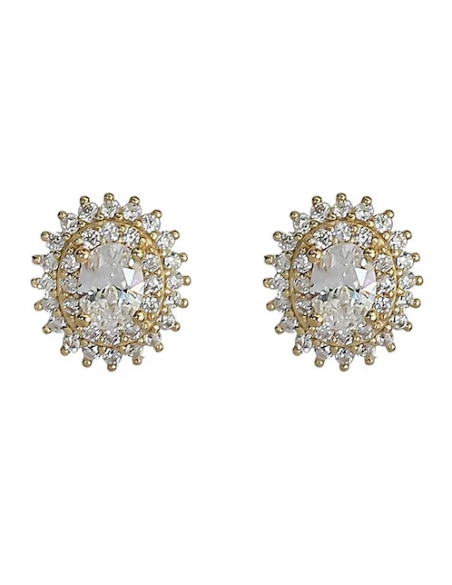 Aretes cortos Sofia Blum de plata P 925 con acabado chapa de oro circonita