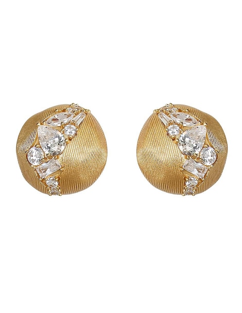 Aretes cortos Sofia Blum de plata P 925 con acabado chapa de oro circonita