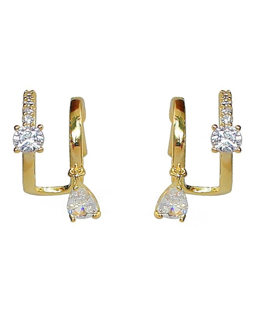 Aretes de gota Sofia Blum de plata P 925 con acabado chapa de oro circonita