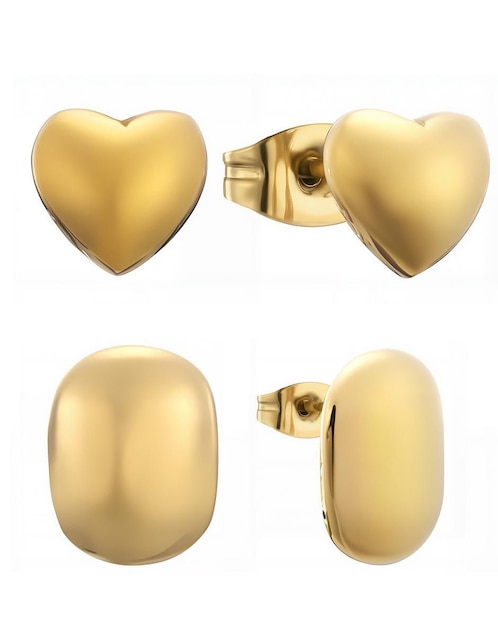 Set de aretes Enso Golden Balance con acabado pulido