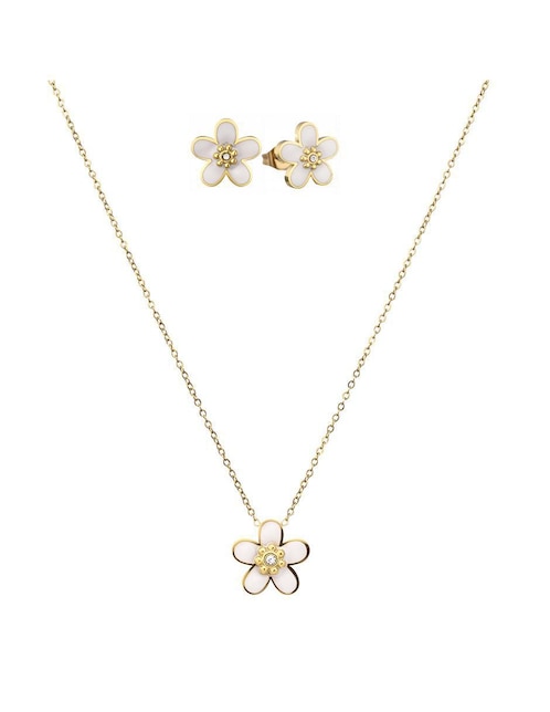 Set de collar y aretes Enso Bloom light zirconia