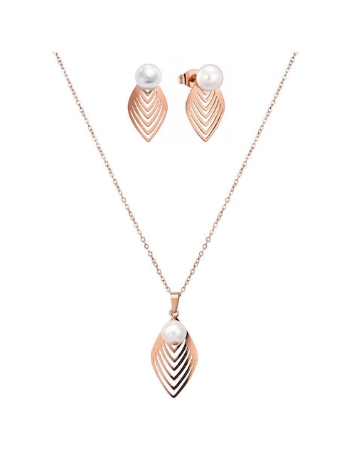 Set de collar y aretes Enso Dual harmony perla
