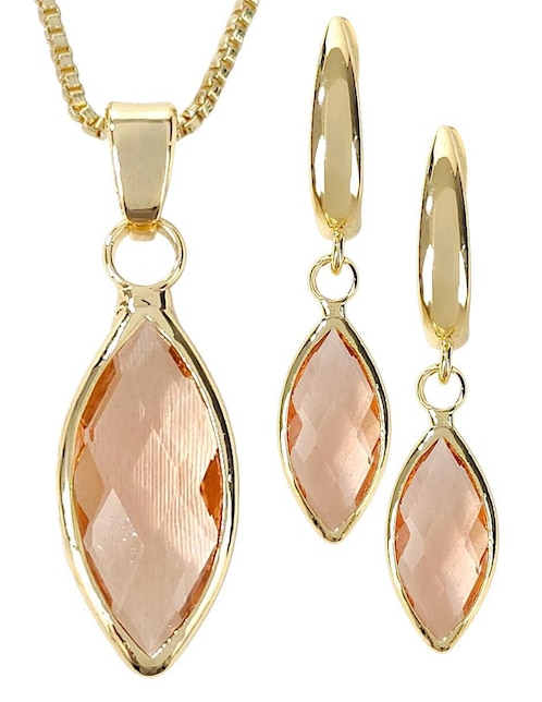 Aretes y collar OG de oro laminado 18 k zirconia