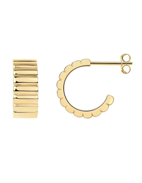 Aretes de aro redondos Mink de plata P 925 con acabado chapa de oro