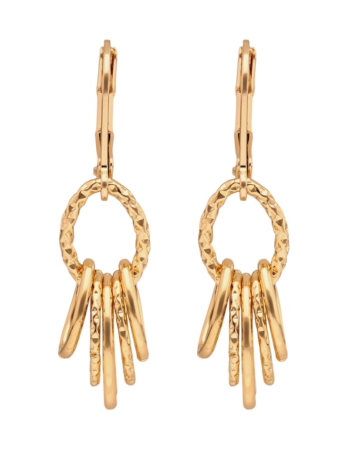 Aretes cortos circulares Golden Orbit con acabado brillante 1