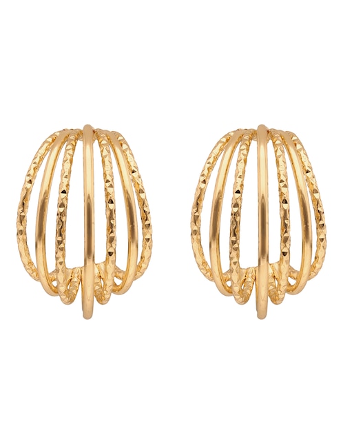 Aretes cortos circulares Golden Orbit con acabado brillante 1