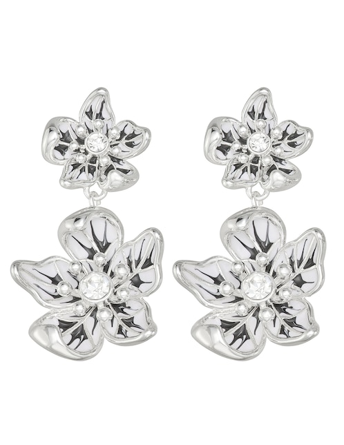 Aretes cortos de flor Flower Power con acabado pulido 1