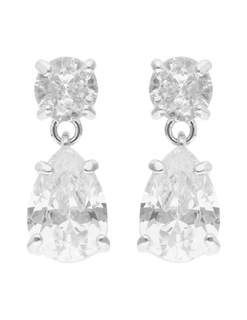 Aretes cortos de gota Silver con acabado brillante 1