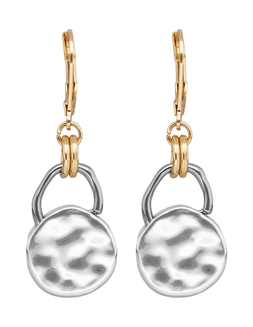 Aretes largos Tritone Organic Discs con acabado martillado 1